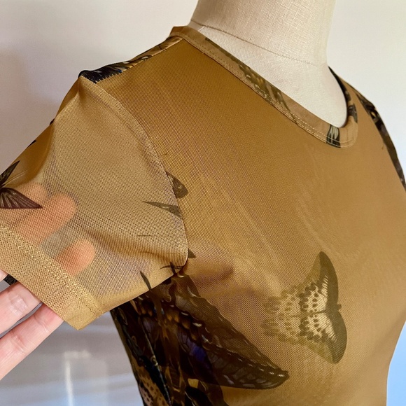 ALL SAINTS, Dianah Mesh Butterfly top, gorgeous golden color, size 6 no flaws - Picture 3 of 10